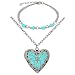 LightOnIt Steampunk Magical Fairy Glow in the Dark Heart Shape Necklace-aqua-sil & Bracelet Ring set