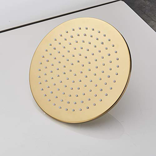 Senlesen LED Rainfall 12-inch Round Shower Head High Pressure Top Spray Without Shower Arm Ceiling Mount Gold Polished - Thumbnail 5