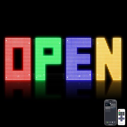 Image of 50 inchx17 inch Large LED Open Sign with Remote and Bluetooth App, Super Bright Open Signs for Business, Dimmable Big Open Sign for Storefront Window Bar Salon Cafes Retail Shops Red Green Blue Yellow