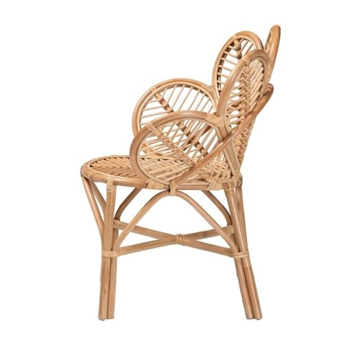 bali & pari Eliava Modern Natural Rattan Flower Accent Chair in Brown - Image 5