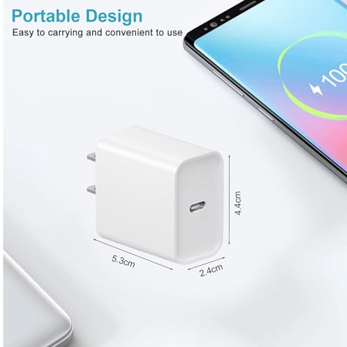Image of Phone Charger,4 Pack USB C Charger Block,20W Type C Fast Wall Charge Power Adapter for i Phone 17 /16 /15 /14 /13 /12 /11 /X /8 /Xs Max /XR /S25 /S24 and More