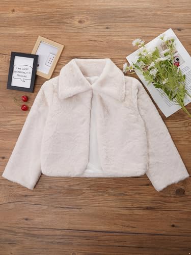 Little Girls Kids Open Front Faux Fur Jacket Bolero Shrug Coat Winter Warm Cardigan Outerwear3