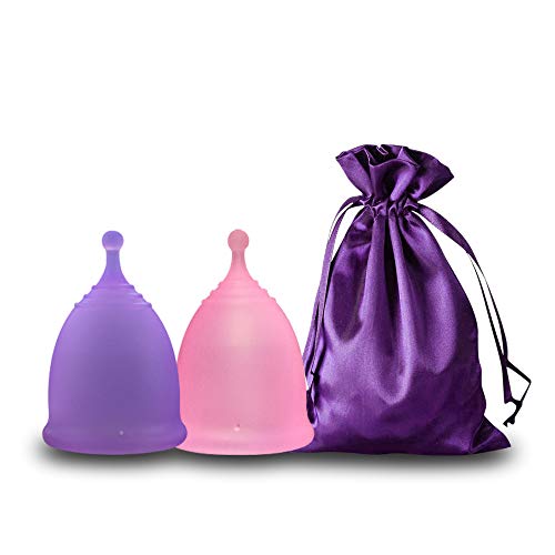 EcoBlossom Menstrual Cups - Set of 2 Reusable Period Cups - Premium Design with Soft, Flexible, Medical-Grade Silicone + 1 Storage Bag (2 Small Cups)