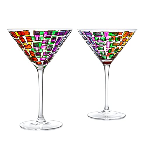 Renaissance Holiday Stained Glass Windows, Artisanal Hand Painted Glassware - The Wine Savant - Gift Idea Her, Him, Birthday, Mom, Housewarming, Gifts Ideas For Women & Men (Martini Glasses) #TOP1
