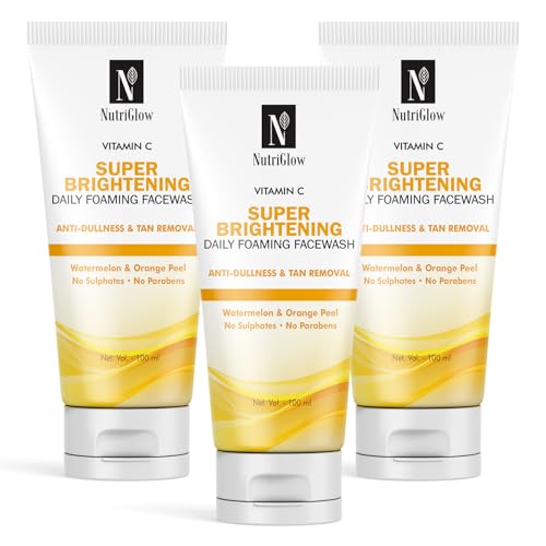 Image of NutriGlow Vitamin C Daily Foaming Face Wash with Orange Peel, Oil Control, Sulphate Free, For glowing All Skin Types For Men And Women (100 ml) Pack of 3