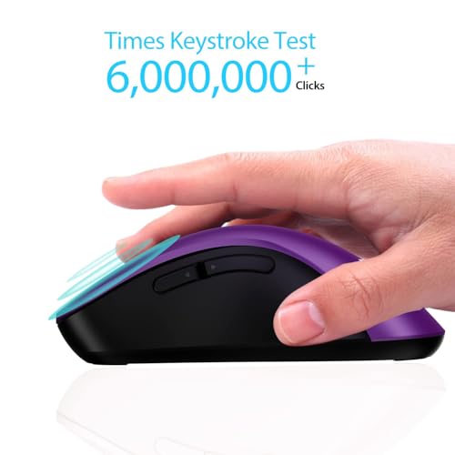 Image of memzuoix 2.4G Wireless Mouse, 1400 DPI Computer Mice with USB Receiver, Portable Wireless USB Mouse Battery Powered Cordless Mice for Laptop, PC, Desktop, 5 Buttons, Purple