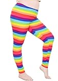 Women's Polyester Plus Size Leggings Rainbow 3X