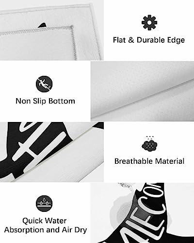 Tapete absorvente, bem-vindo Whalecome Black Whale Silhouettes White Background Outdoor Antiderrapan