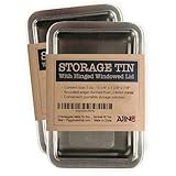 2 Rectangular Metal Storage Tin Box with Windowed Hinged Lid - Silver Blank Survival Kit Storage Case, 5.5
