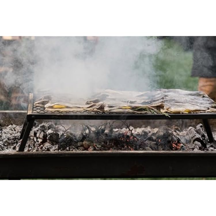 Barebones Heavy Duty Grill Grate - Cast Iron Grill Grate for Camping, BBQ and Open Fire Cooking - Portable, Simple and Ready to Go, Rectangular