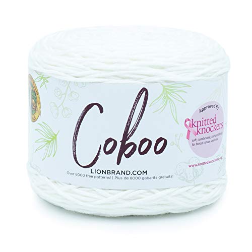 Image of Lion Brand Yarn, Coboo Cotton Blend Crochet Yarn, White, 1 Pack