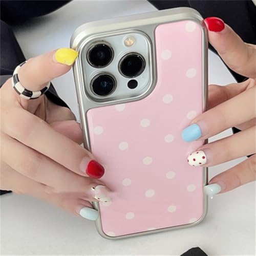 Coque iPhone 13 à pois colorés, le cadeau rose idéal en cuir