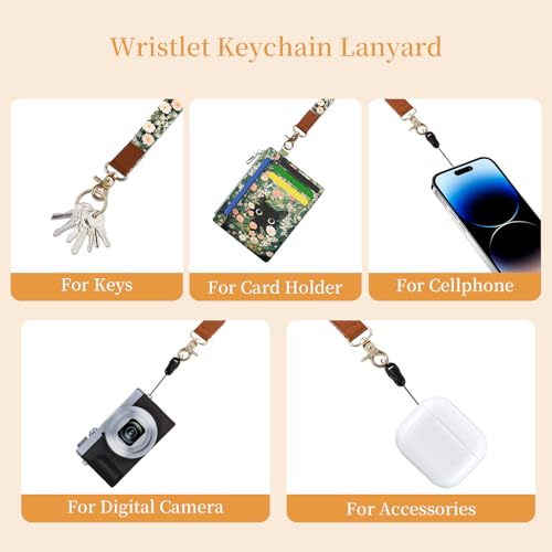 Image of Hancynir Black Cat Floral Slim Wallet Women Credit Card Holder Small Cute RFID Blocking Front Pocket Wallet Wristlet Keychain Lanyard Card Case Thin Travel Zipper Coin PU Leather Ladies Female Gifts