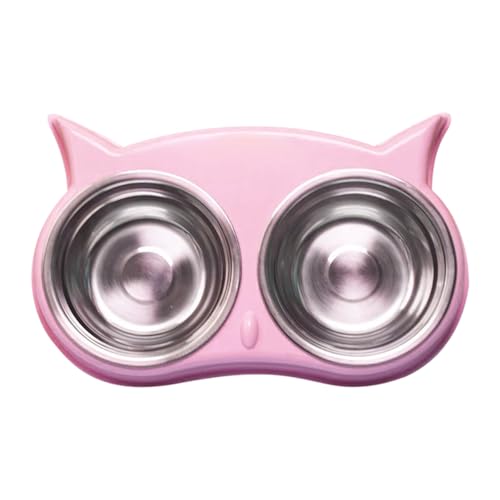 YXQ Ciotole per cani doppie ciotole per acqua e cibo in acciaio inox con base antiscivolo, piatto per cani e gatti per animali domestici di taglia piccola, media e grande, rosa