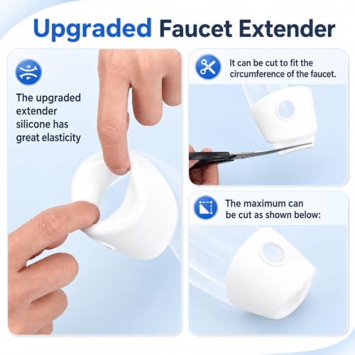 Image of Gjinxi 2PCS Bathtub Extender Silicone Faucet Extender for Kids Kitchen Sink Bathtub Spout Baby Bathroom Faucet Extenders for Kids Hand Washing Faucets Extenders Fit for Most Faucets