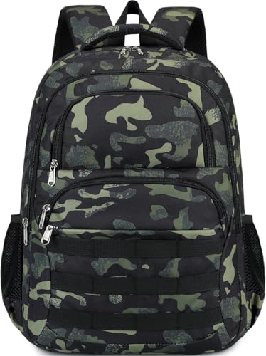 JIANYA Boys Backpack Kids School Backpack Big Student Laptop Backpack Middle School Bookbag Teen Boy Travel Daypack 17.7 IN Camo Green