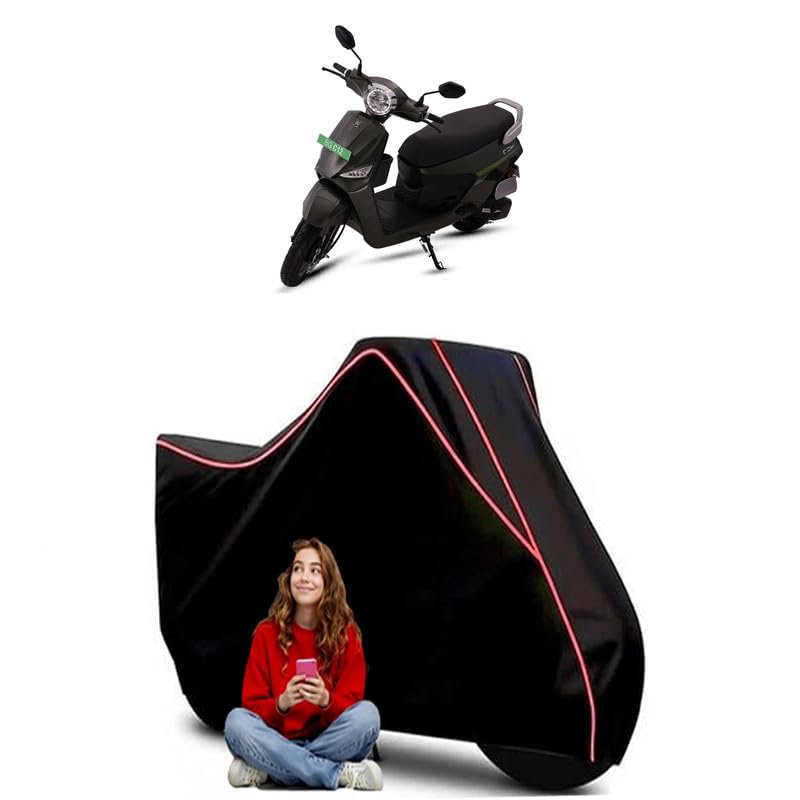 Image of C12i Ex Scooty Bike Cover Water Resistant Outdoor Use Universal Fit Scooters Motorcycles Heavy Duty UV Protection Dust Rain Scratch Resistant Elastic Bottom Black Blue Piping