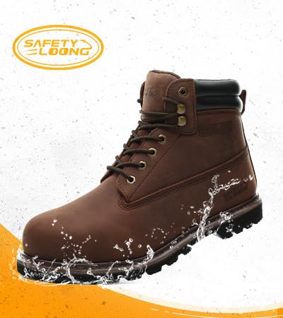 Image of Work Boots for Men Waterproof Soft Toe Non Slip Comfortable Leather Workboots