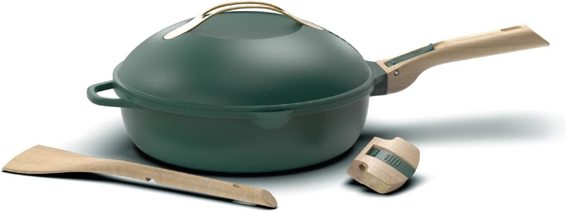 COOKUT - The Fabulous 8-in-1 Frying Pan - A single utensil that replaces pan, pan, sauté pan, casserole dish - With 2 removable handles, steam/fry basket, wooden spatula - CANOPEE