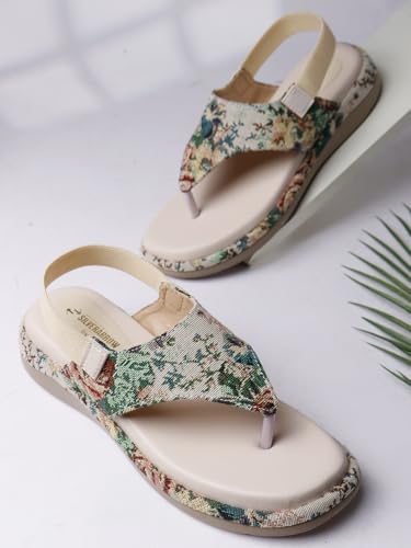 Image of SilverArrow womens Aloura Fashion Sandals|Floral Printed Platform Sandals|Casual Wear