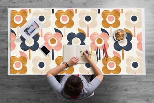 Tapis de souris vinyle PVC protection surfaces bureau fleurs 120x60