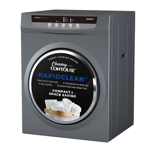 Image of CONTOURE 24 inch Stackable Electric Dryer, Titanium - Compact Front Load, 13.2 lb Capacity, 120V, Stainless Steel Drum, Digital Controls, RV & Small Space Compatible