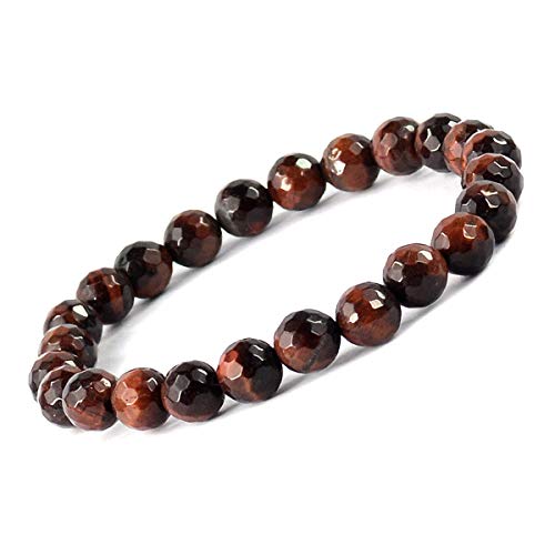 Image of Reiki Crystal Products Natural Crystal Stone 8 mm Faceted Diamond Cut Beads Bracelet for Men & Women | Reiki Charged Gemstone Bracelet | Multiple Stone Variants Available