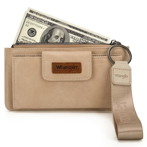 Image of Montana West X Wrangler Minimalist Wristlet with Wallet Large Clutch Wallet Women Rfid Card Cases & Money Organizers with Coin Purse and Smooth Zipper