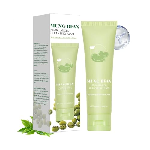 Mung Bean PH-Balanced Cleansing Foam, Mung Beans Cleansing Oil, Face Mask Cleanser, Deep Pore Facial Cleanser, Soothes and Deeply Cleanses, Gentle Makeup Remover, for Sensitive Skin (1)