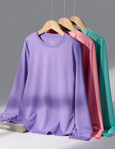 Image of Liberty Pro 3 Pack Youth Girls Active Long Sleeve Shirts | Dry Fit, Performance, Thumbholes, Athletic Tees for Kids and Teens