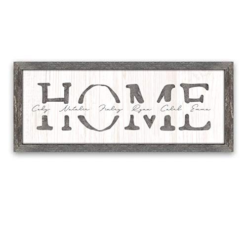 Personalized HOME Canvas Art | Customized with all the Kid’s, Parent’s, and Pet’s Names |Unique and Customized Gift for Christmas, Housewarming Gift, or Updating Decor (16"x32" Float Framed Canvas)