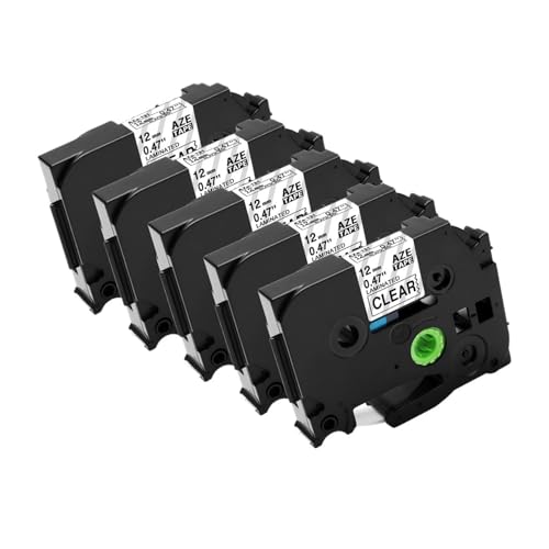 P3100 E1000 Pro���{���v�����^�[�p���x���e�[�v�i���n�ɍ��j5�p�b�N TZe-231 TZe-631�A P-touch�Ή�(5pcs Black on Clear)