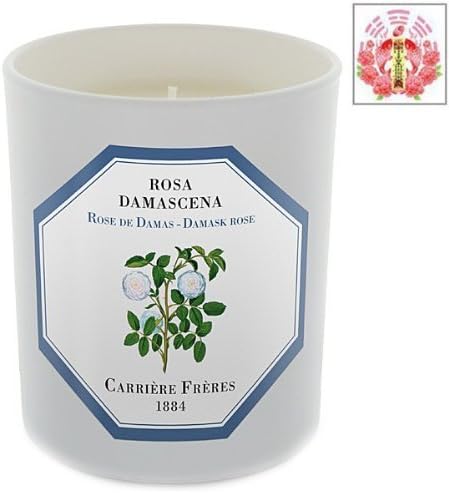 Damask Rose - Rosa Damascena Candle by Carriere Freres & Love Spell Card Gift Set