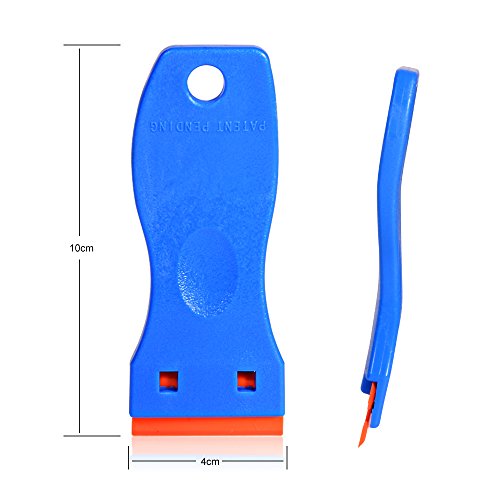 Image of EHDIS 1.5 inch Plastic Razor Scraper with 10pcs Double Edged Plastic Blades for Removing Labels Stickers Decals on Glass Windows