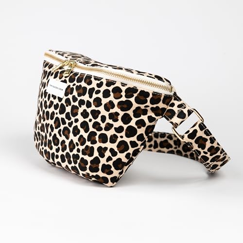 Image of The Peacock Crew Canvas Crossbody Sling Bag for Men & Women - Adjustable Strap, Dual Zippers Left /Right Handed, Secure Everyday Travel Fanny Pack Shoulder Pouch, Nomade Leopard, 11.8 x 7.5 x 3.15