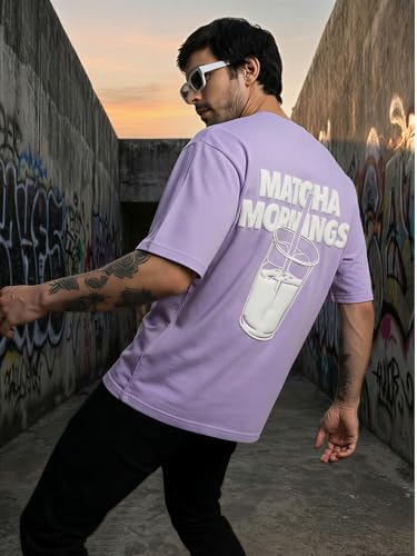 Image of TOXA Men's Pure Cotton Oversized Fit Tshirt | Oversized Baggy Fit Tee with Drop Shoulder | Cool and Stylish Graphic Printed Design Half Sleeve T-Shirt (Available Sizes: S to 2XL)