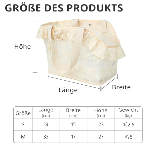 ONECUTE Hundetasche/Tragetasche für Hunde, Spitze, klein, für Hunde und Katzen und Kaninchen, Beige (24 * 15 * 23 cm)