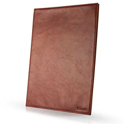 Enveloppe en cuir BULLAZO DOCUMENTO pour documents A4 comme pochette de présentation I Elégant classeur à documents en cuir ouvert sur le côté et le dessus I Grand et très fin I brun Cover