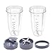 Nutribullet Cups and Blade Replacement, Deluxe Upgrade Kit Nutribullet 32 Oz Cups with Flip Top To-Go Lid and Screw-Off Lip Ring & Premium Extractor Blade Fits Nutribullet 600W/900W Models 5 Pieces