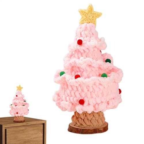 Arbre de Noël tissé de dessins animés YRYRYW avec base stable pour table festive