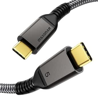 Maxonar 80Gbps Thunderbolt 5 Cable 3.3FT, 240W PD 3.1 Fast Charging, 120Gbps Bandwidth for 16K/8K Video Editing & 3D Rendering, Compatible with MacBook Pro and Studio Display