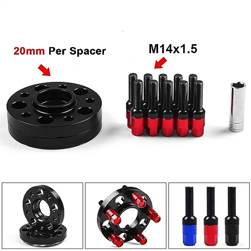 Espaciadores de rueda con orificio centrado 66,6 mm y tornillos M14x1.5 para chasis Audi 4
