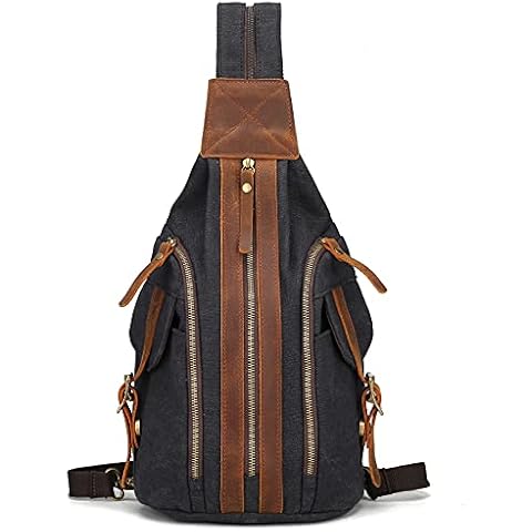 FANDARE Retro Bolsa de Pecho 3 en 1 Mochila Bolsos de Hombre Mochilas Lona Bolsos Cruzados Cover
