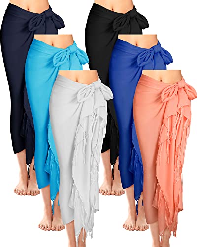 Hercicy 6 Pieces Women Beach Long Sarong wrap Coverups Batik