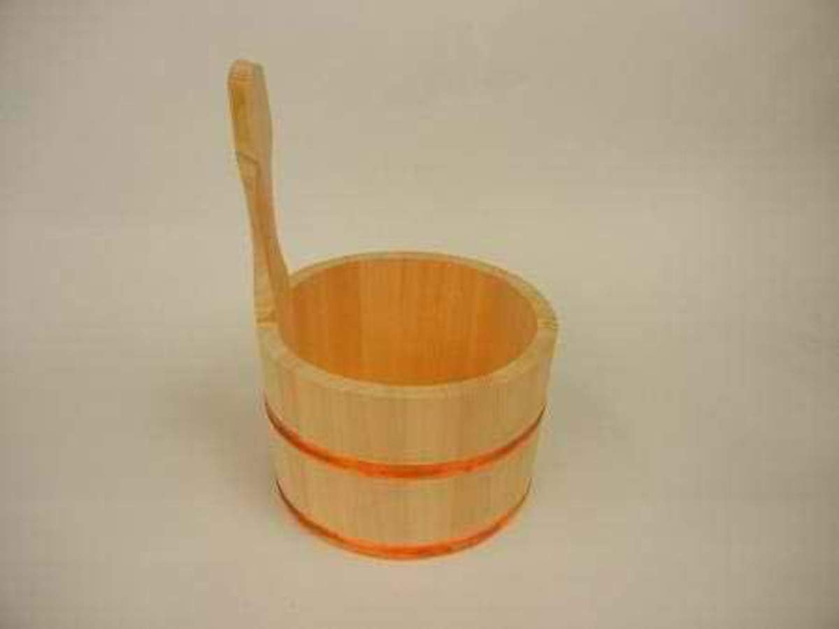 IPPINKA Natural Japanese Hinoki Wood Bath Bucket with Handle