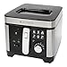 West Bend Deep Fryer with Adjustable Temperature Control Nonstick Basket Easy-View Window and Temperature Guide, Folding Handle and Locking Cover for Easy Storage, 3-Liter, Silver