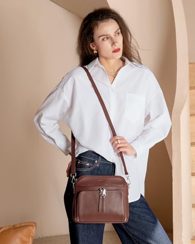 Image of befen Genuine Leather Crossbody Purses for Women, Women's Small Crossbody Shoulder Bag with Built in RFID Wallet