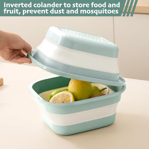 Monbalcon Collapsible Colander and Sink Basin Set - 2 in 1 Collapsible Colander Strainer with Collapsible Wash Basin for Kitchen, RV Camping, Foldable Fruit Vegetable Washing Basket, 4 QT, Blue by Monbalcon - Image 9