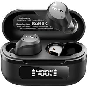 TOZO Hybrid Active Noise Cancelling Wireless Earbuds, 6 Mics ENC Clear Call, IPX8 Waterproof, in Ear Bluetooth 5.3 Headphones Stereo Bass Heasets 59H Playtime with LED Display 32 EQs via APP
