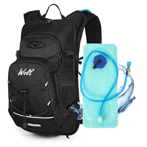 WOLT Hydration Backpack 18L Hiking Water Backpack with 2L Water Bladder for Men Women, Hydration Pack for Running Cycling Biking and Climbing (Black)